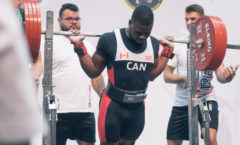 Kafui squatting at the world powerlifting championships